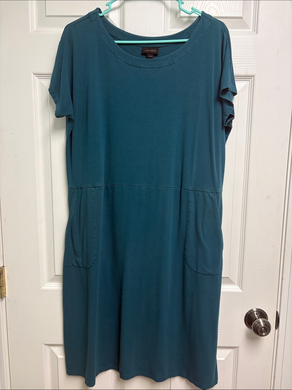 J. Jill Wearever Collection Scoop Neck Midi T-Shirt Dress Teal Size L
